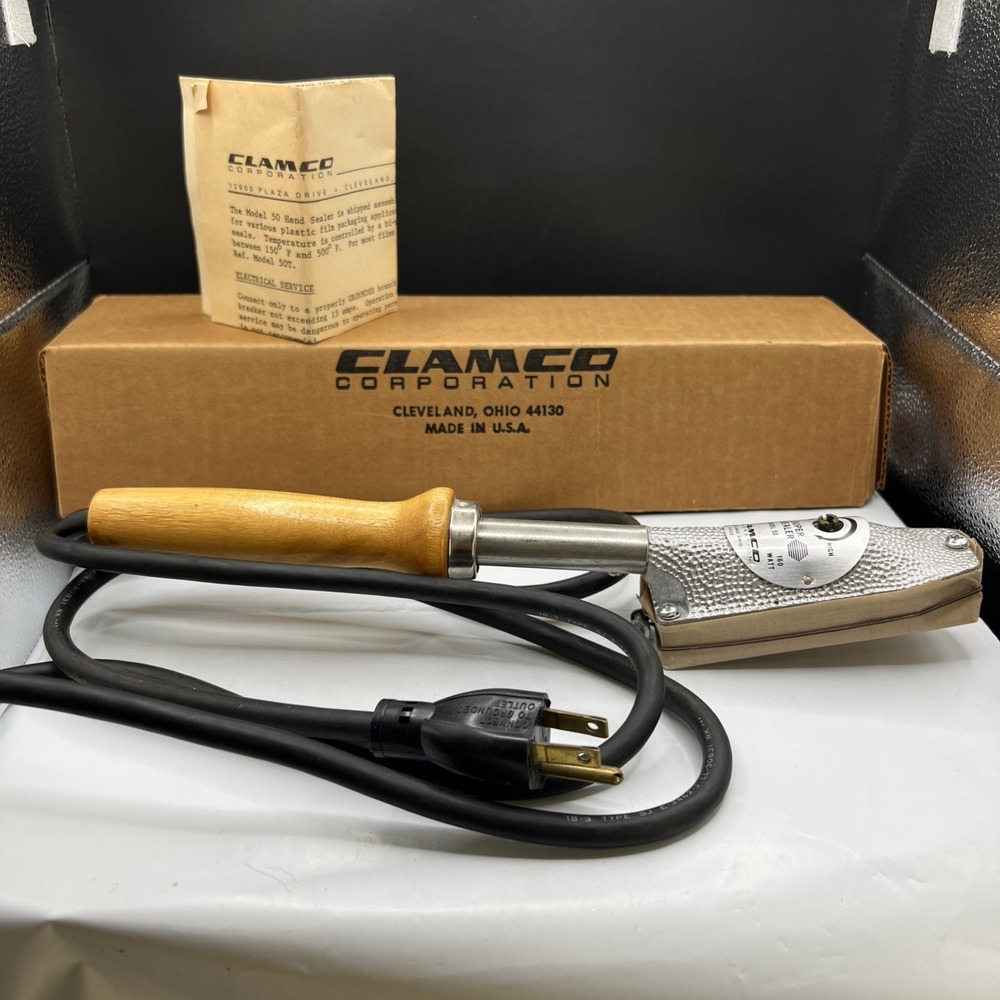 Vintage 1984 Clamco Model 50 Super Sealer Sealing Iron Shrink Wrap Tool USA Made